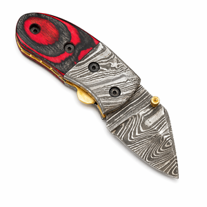 Edge Master Manufacture Handmade Lightoller Damascus Steel Folding Pocket Knife Wood Handle DIY Industrial Utility Drop Point - Product Image 1