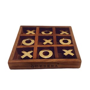 เกมติ๊กแท็กโททำจากไม้ พร้อมตัว X และ O ทำจากทองเหลือง สไตล์เรียบง่าย ถาดไม้ใช้ซ้ำได้สำหรับเล่นบนโต๊ะ ชุดเกมไม้ - Product Image 5