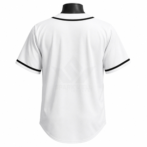 เสื้อเบสบอลสีขาวสำหรับผู้ชาย แขนสั้น ติดกระดุมด้านหน้า แห้งเร็ว ระบายความชื้น โพลีเอสเตอร์ ทรงปกติ ชุดทีมสำหรับผู้ใหญ่ - Product Image 5