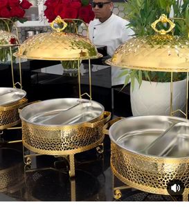 ถาดอุ่นอาหารโลหะสีทองพรีเมียม คุณภาพหรูหรา ราคาสมเหตุสมผล สำหรับร้านอาหาร โรงแรม งานแต่งงาน และบริการจัดเลี้ยง - Product Image 6