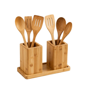 Luxury Design Wooden Cutlery Holder & Utensil Stand Premium Solid Wood Flatware Organizer <b>Caddy</b> With Brass Ring For Home & Hotel - Product Image 4