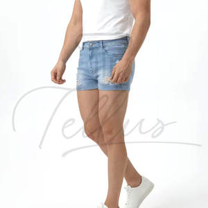 Shorts en jean pour hommes OEM en gros, respirants, séchage rapide, longueur genou, fermeture boutonnée, tendance, grandes tailles, été, noir, gris, décontractés - Product Image 2
