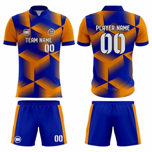 ชุดกีฬาฟุตบอลกางเกงขาสั้นผ้าเจอร์ซีย์พิมพ์ลายชุดทีมฟุตบอลชุดออกกำลังกายผ้าดูดความชื้นผ้าโพลีเอสเตอร์ผ้า100% - Product Image 1