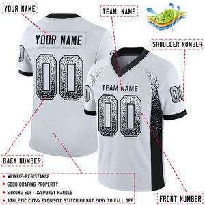 Maillot de football blanc et noir pour hommes, uniforme d'équipe personnalisé, chemise de sport athlétique respirante - Product Image 6