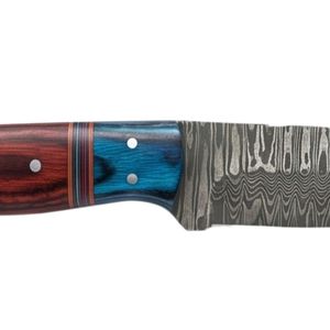 Red Blue <b>Multi</b> Color Damascus Steel Fixed Blade Wood Handle Forged Steel Skinner Hunting Knife <b>Camping</b> Outdoor Survival <b>Tool</b> - Product Image 5