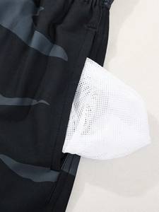 Shorts de plage pour hommes à imprimé camouflage, séchage rapide, taille à cordon de serrage, maillots de bain avec poches, tissu en polyester tissé - Product Image 3
