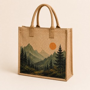 Custom Jute <b>Handbag</b> Woven Long Handle Zipper Closure <b>Medium</b> Tote for Travel Daily Use China Unisex - Product Image 1