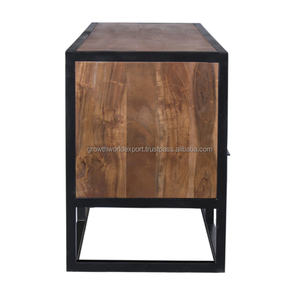 Meuble TV moderne haut de gamme en bois massif avec portes coulissantes et 3 tiroirs, rangement intelligent, mobilier de salon de luxe, Nouveauté 2026 - Product Image 4