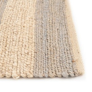 Tapis rectangulaire beige en laine acrylique rayée, style scandinave, noué à la main, à poils moyens, avec envers en caoutchouc, pour salon - Product Image 5