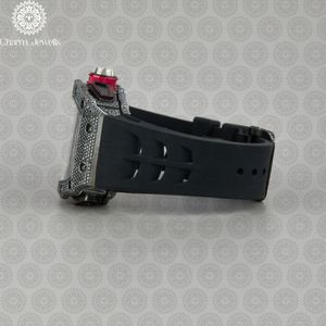 Charm Jewells Montre de sport pour homme en acier inoxydable, cadran numérique de 43 mm, bracelet en caoutchouc lumineux, mouvement à quartz, boîtier rond - Product Image 5