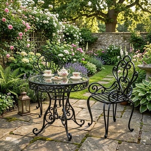 Wholesale Eco-Friendly Wrought Iron Garden Chair Powder Coated Floral Leaf Outdoor <b>Patio</b> Furniture - Product Image 2