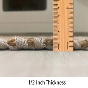 Handmade Jute <b>Kitchen</b> Rug Rectangle Farmhouse Style Flat Weave Non-Slip Rubber Backing Spot Clean Thin 0.2-0.4 in - Product Image 5