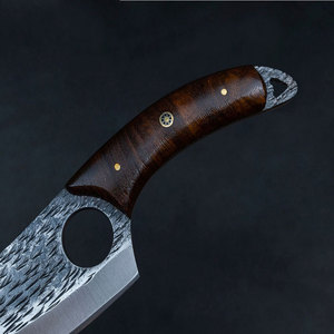 Cuchillo de caza hecho a mano de acero de Damasco, hoja de punta caída, mango de madera, filo recto, 0.6mm de grosor, grado DIY - Product Image 2