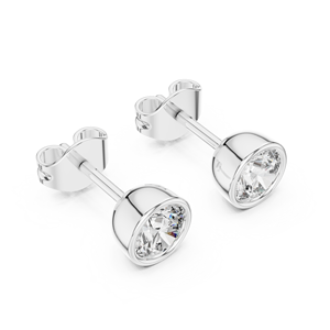 Luxury <b>Silver</b> Solitaire Lab Grown <b>Stud</b> Earrings IGI Certified Trendy Minimalist Unisex Engagement Wedding Anniversary Jewelry - Product Image 2