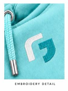 Sweat-shirt à capuche turquoise pour homme, coupe classique, couleur unie, en molleton, décontracté, tricoté, avec poche, 100 % coton, logo frontal - Product Image 6