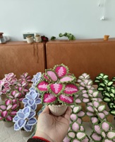 Plante en pot avec feuilles au crochet, Monstera, Caladium, Coleus Arrowhead, Ornement de pot de fleurs au crochet pour la décoration de bureau, de maison ou de bureau, cadeau