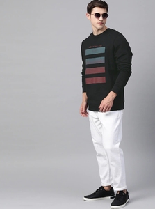 Sudadera Negra de Cuello Redondo para Hombre, Corte Regular, Logotipo Estampado, Informal, Tejida, 100% Algodón, para Otoño - Product Image 2