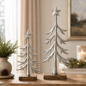 Handcrafted Metal <b>Christmas</b> Tree Figurine with Wooden Base, Holiday Home Decor, Tabletop Ornament for <b>Christmas</b> Decoration Gifts - Product Image 2