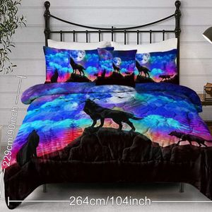 4-Piece Set Three Wolves Howling Duvet Cover Soft <b>Comfortable</b> Large Size Bedding Mysterious Traditional Culture for Temu - Product Image 6