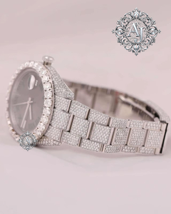 Montre en quartz AFAR JEWELS VVS Moissanite, bracelet fantaisie en acier inoxydable fait main de 20 mm, cadran en verre, date automatique, luxe pour homme - Product Image 3