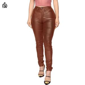 Pantalon décontracté droit taille haute en similicuir pour femme, couleur unie, longueur intégrale, coupe crayon, idéal pour l'hiver - Product Image 4