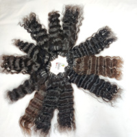 Cheveux humains indiens Remy naturels non traités noirs pour femmes, 100g, lots de mèches ondulées avec double trame machine, extensions à tisser et à clipser