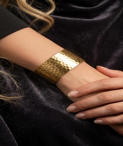 Indian Metal <b>Copper</b> Brass Gold-Plated Hammered Lightweight Modern Customized Printing Cuff Bracelet Mother's Day Thanksgiving - Product Image 4