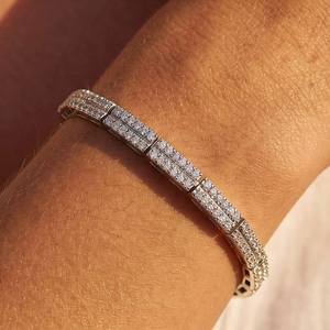 Silver Plated Moissanite Tennis Bracelet Pear Cut Channel Setting Geometric Design Trendy Unisex Everyday Wear GRA Certified - Product Image 4