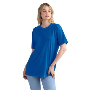 T-shirt en coton lavé royal unisexe pour femmes de niveau suivant 100% t-shirt respirant à col rond en coton peigné à anneaux - Product Image 1