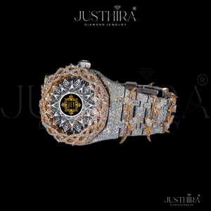 Luxury Two Tone Men's Stainless Steel Iced Diamond Analog Wrist <b>Watch</b> VVS Moissanite Glass Water Resistant 42mm <b>Mechanical</b> <b>Watch</b> - Product Image 3