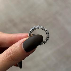 4.5 Carat Round and <b>Emerald</b> Cut Eternity <b>Band</b> , Unique Eternity Multi Shape Diamond <b>Ring</b> , 14k White Gold - Product Image 3