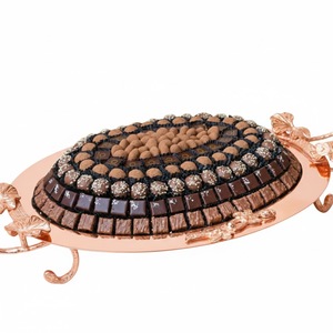 Plateau de présentation de chocolats et de desserts en métal couleur cuivre de haute qualité, plateau de service unique pour restaurant, fournisseur - Product Image 1