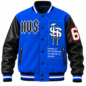 Chaqueta Varsity Personalizada para Hombre, Chaqueta Letterman con Mangas de Cuero, Parches de Chenille, Chaqueta Bomber de Béisbol, Chaqueta Universitaria, Chaqueta Urbana para Hombre - Product Image 1