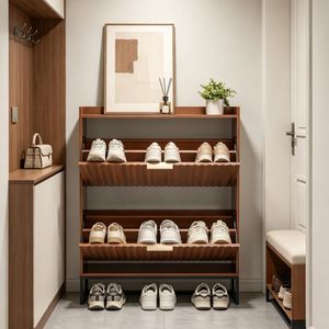 Mobiletto Minimalista per Scarpe con Ripiani Regolabili, Organizzatore Salvaspazio in MDF per Ingresso e Soggiorno - Product Image 4