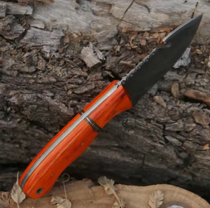 Couteau de chasse artisanal à prix abordable, lame en acier Damas à pointe tombante, manche en bois, étui en cuir, couleur personnalisée, OEM/ODM disponible - Product Image 3