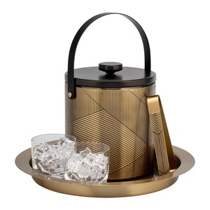 Silver Stainless Steel Ice <b>Bucket</b> <b>with</b> <b>Lid</b> Handle and Scoop Round Beverage Cooler Tub for Party - Product Image 2