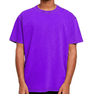 T-shirt en jersey tricoté 100 % coton imprimé surdimensionné pour homme, col rond, manches courtes, coupe décontractée, anti-plis, effet délavé - Product Image 3