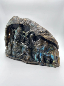 Estatua de Ganesha de Labradorita Natural Brillante, Escultura de Cristal Tallada a Mano, Decoración para el Hogar, Proveedor Mayorista OEM ODM - Product Image 3