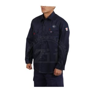 Camisa de Seguridad ZUNEZI ZI-9076 Resistente al Fuego y al Vapor, Dos Tonos, Cierre con Broches de Perla, 6.5OZ CAT2, Algodón - Product Image 3