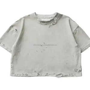 Meilleures ventes T-shirt vintage à manches courtes imprimé en détresse pour femmes coupe ample saison d'été fabricant sain - Product Image 1