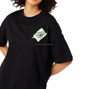 Conjunto de 2 Piezas para Mujer, Top Corto Negro con Estampado de Dibujos Animados, Pantalones Cortos a Juego, Estilo Holgado Informal para Verano - Product Image 5