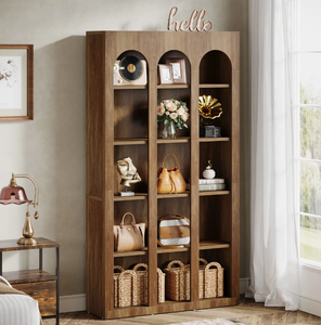 Librería Moderna de Madera Marrón, Estantería Alta Estilo Rústico con Múltiples Estantes Abiertos para Oficina en Casa, Sala de Estar - Product Image 2