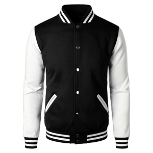 Custom High Quality <b>Men</b> Black Varsity <b>Jacket</b> <b>White</b> Leather Sleeve College Bomber Letterman Unisex Baseball <b>Jacket</b> Wholesale OEM - Product Image 1