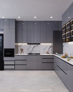 Juego de Muebles de Cocina Modulares Ecológicos y Modernos de Madera, Puertas de MDF/Tablero de Partículas con Acabado de Alto Brillo - Proyecto Completo - Product Image 5