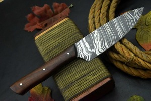 Cuchillo de Chef de Acero de Damasco Forjado a Mano de Grado Industrial BA ENTERPRISES |   Cuchilla de hoja recta con patrón retorcido y punta de gota de 0.45mm - Product Image 5