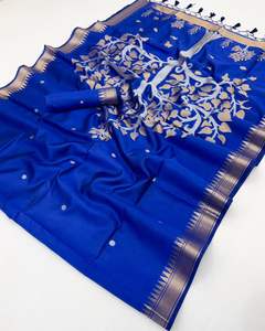 Magnifique sari en soie pure avec un travail de tissage complexe, confortable et élégant pour les mariées et les festivals, sari prêt-à-porter. - Product Image 3