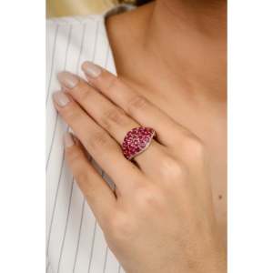 18K Natural 4.54 Ct Ruby and <b>Diamond</b> Cocktail <b>Ring</b> - Product Image 5
