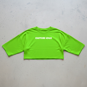 เสื้อครอปท็อปคอกลมแขนสั้นผ้าฝ้าย 100% แบบ OEM สั่งทำได้ ทรงหลวมสไตล์ Y2K สำหรับสาวๆ รุ่นใหม่ เสื้อยืดโอเวอร์ไซส์ทรงบ็อกซี่ - Product Image 6