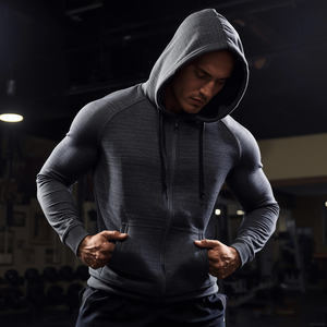 เสื้อฮู้ดออกกำลังกายแขนสั้น น้ำหนักเบา ระบายอากาศได้ดี ผลิตจากผ้าฝ้ายฟลีซ พร้อมบริการรับผลิตแบบ OEM ODM - Product Image 5