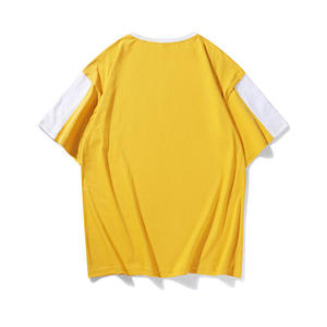 เสื้อยืดคอกลมผู้ชายแบบ Color Block สกรีนโลโก้ได้ เสื้อยืดโอเวอร์ไซส์ผ้าฝ้าย ระบายอากาศดี สไตล์ลำลอง สตรีทแวร์ รับผลิตแบบ OEM ODM - Product Image 4